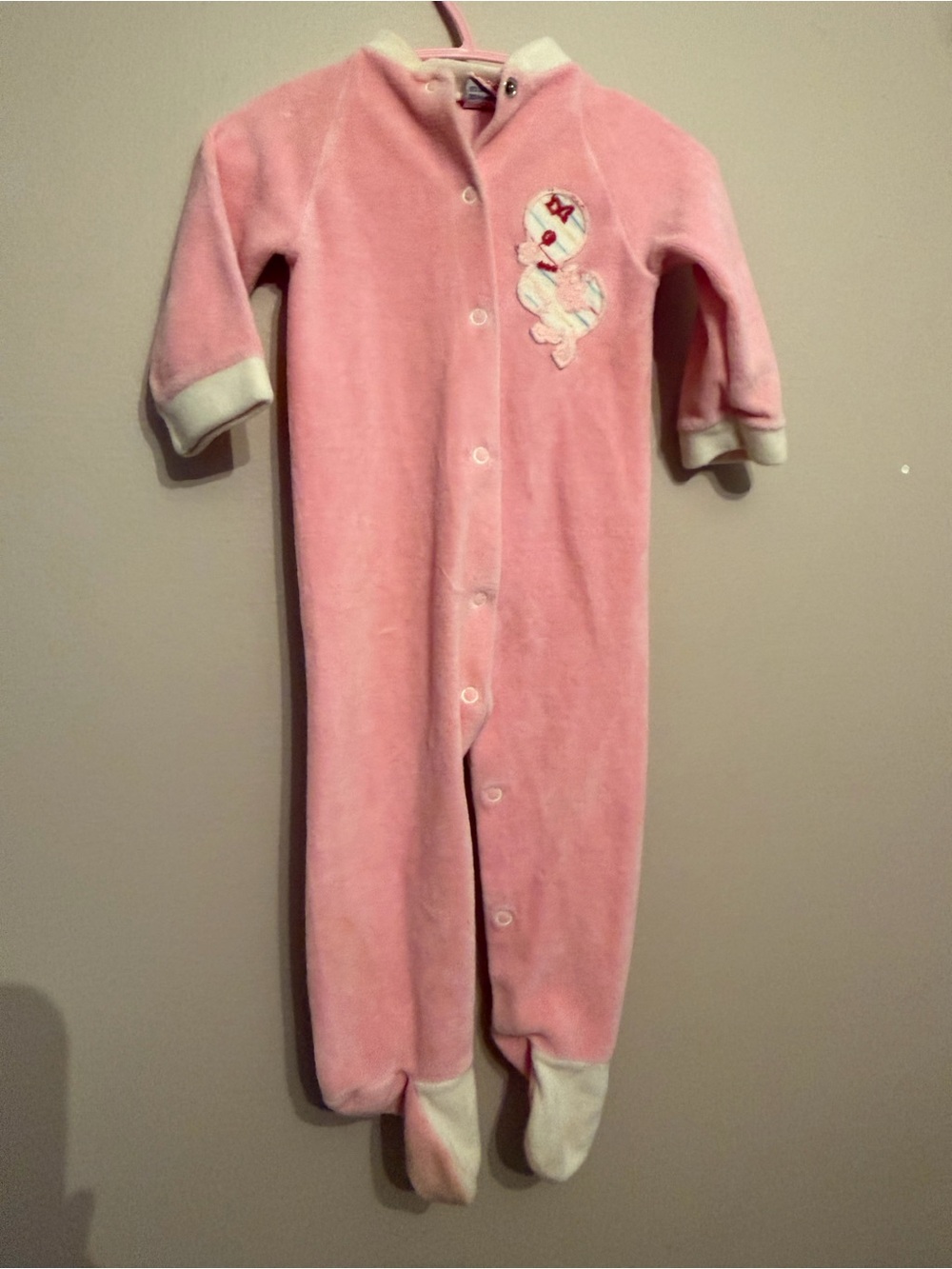 Vintage Pink Fleece Baby One-Piece Footed Pajamas